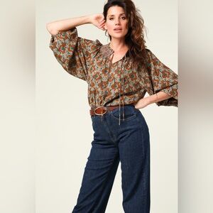 NEW BERENICE cotton neck tie blouse